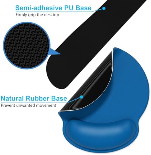 Dapesuom Keyboard Wrist Rest and Mouse Pad with Wrist Support, Memory Foam Cushion for Keyboard and Mouse Set, Ergonomic Desktop Pad Rests with Non Slip Base for Easy Typing & Pain Relief, Dark Blue - Image 6