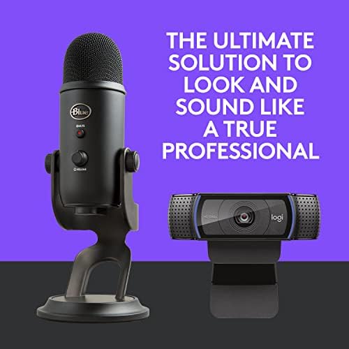 Logitech C920x HD Pro Webcam, Full HD 1080p/30fps - Black w/Blue Yeti USB Microphone - Blackout - Image 2
