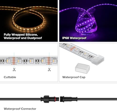 BTF-LIGHTING RGBW LED Strip IP68 Waterproof Warm White DC12V 16.4FT 300LED - Image 3