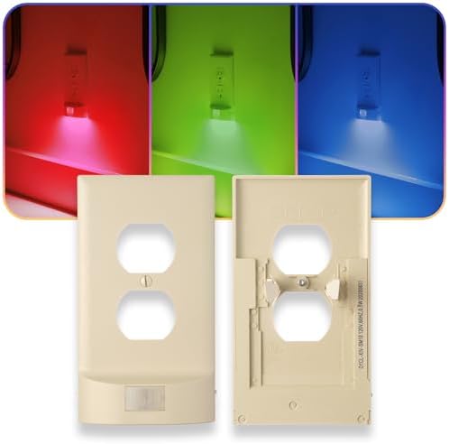 2 Pack - SnapPower Multi-Color GuideLight – Outlet Cover RGB Lights, Customizable Ambient Lighting/Mood Lighting for Home, Kitchen, Gaming Room, Kids Bedroom, Nursery, Holiday Decor (Ivory, Duplex) by SnapPower