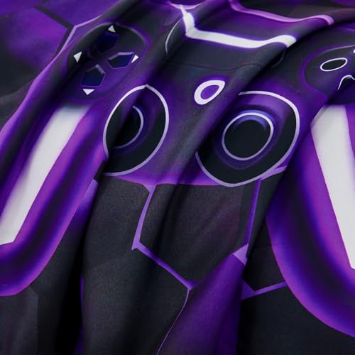 URBONUR 6Pcs Kids Gaming Comforter Set Queen Size for Teen Boy Black Purple - Image 7