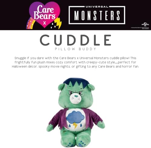 Care Bears x Universal Monsters Grumpy Bear Frankenstein Monsters Halloween Bedding Super Soft Cozy Decorative Cuddle Pillow, (Officially Licensed Product) By Franco Collectibles - Image 3