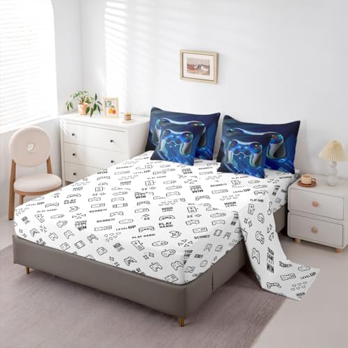 Feelyou Gamer Comforter Set with Sheets for Boys, Gaming 7 Piece Bedding Set King Size for Kids Teens,Video Game Console Bed in a Bag - Image 4