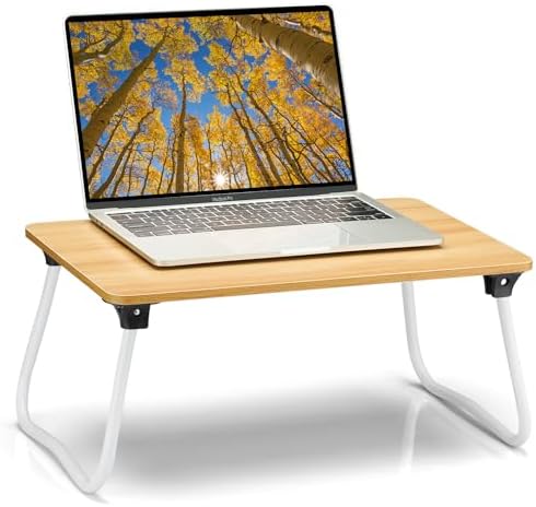 Ruxury Foldable Lap Desk Laptop Stand Bed Desk Table Tray, Breakfast Serving Tray, Portable & Lightweight Mini Table, Lap Tablet Desk for Sofa Couch Floor - Wood by Ruxury