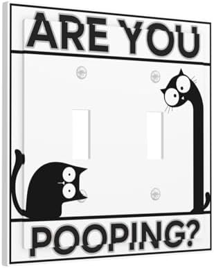Decorative Light Switch Cover Plate Funny Bathroom Art with Are You Pooping Sign 2 Gang Switch Plate Covers Double Toggle Wall Plate Dual Device Electrical Switchplate Dimmer Faceplate - Image 2