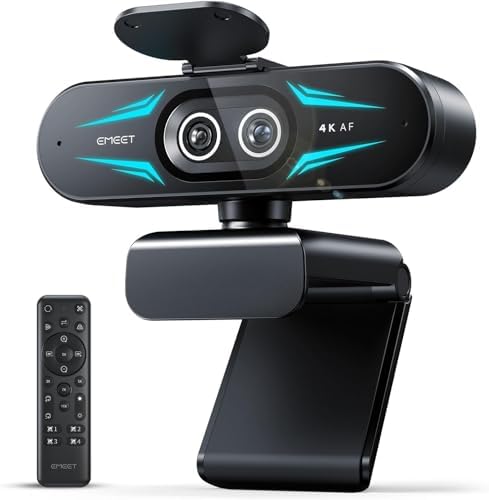 EMEET C60E Dual-Camera 4K Webcam for Streaming, Wide-Angle & Telephoto by EMEET