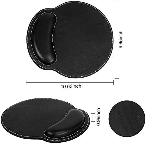 RICHEN Ergonomic PU Leather Keyboard Wrist Rest and Mouse Pad with Wrist Support, Memory Foam Set for Computer/Laptop,Gaming and Office, Comfortable for Easy Typing & Pain Relief (PU Black) - Image 2