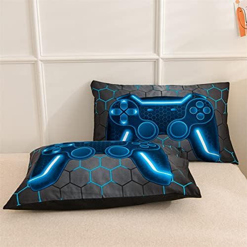 NTBED Game Console Comforter Set for Boys Girls Kids Geometric Lightweight Microfiber Bedding Sets (Blue, Full) - Image 6