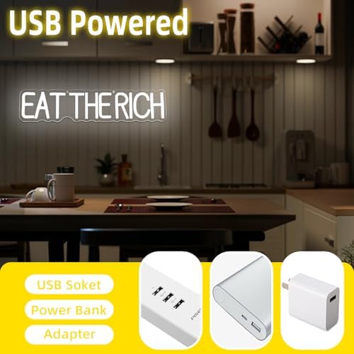 Eat The Rich Neon Sign Is Very Hungry Neon Light for Wall Decor USB Powered Political LED Sign for Bedroom Diner Gam Room Protest Light Up Sign Decorations Gifts For Family Friends - Image 5