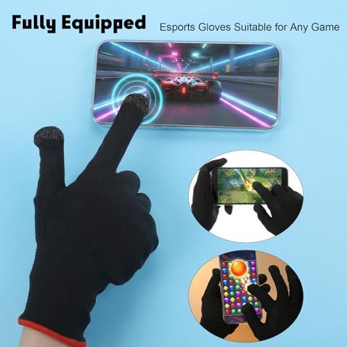 Gaming Gloves for Sweaty Hands, Ultra-Thin Touchscreen Mobile Game Gloves, Anti-Sweat Breathable Finger Sleeve, Non-Slip Silicone Grip for Phone Tablet Gaming, Black Gamer Glove for Streamers - Image 5