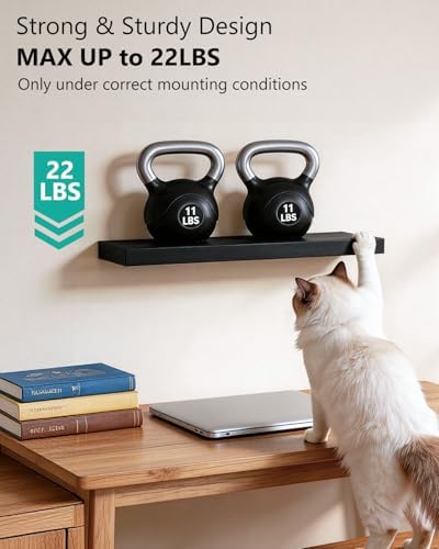 WALI Floating Shelves for Wall, 1 Tier Bathroom Storage Shelf Over Toilet, for Bedroom Bookshelf, Living Room Decor, Kitchen, Nursery, Laundry, Soundbar Floating Shelf Mount Under TV (CS101L), Black - Image 5