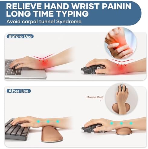Office Ergonomic Memory Foam Computer Mouse and Keyboard Wrist Rest pad Support Carpal Tunnel, Wrist Rest for Keyboard and Mouse, Wrist Support Set - Image 3