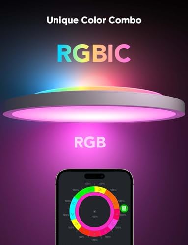Govee Smart Ceiling Light, 2400LM RGBIC and RGBWW, 12 Inch, White 2 Packs - Image 2