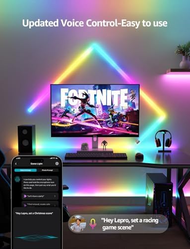 Lepro WL1 AI Smart RGB Wall Lights with LightBeats Music Sync, Personalized AI Lighting Designer, Voice Control Via App, Wi-Fi & Bluetooth LED Light Bars, 8 Pcs with 4 Corners - Image 3