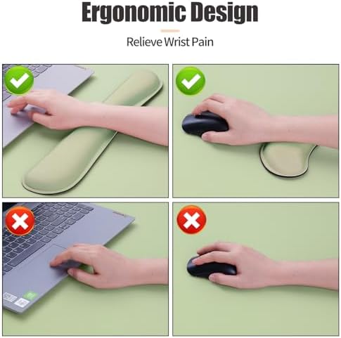 Bloss Leather Desk Mat and Keyboard Wrist Rest, Large Mouse Pad + Keyboard Pad+Mouse Wrist Support, Non-Slip Desk Mat Protector for Office, Home(35.4×15.7 Inches, Green) - Image 4