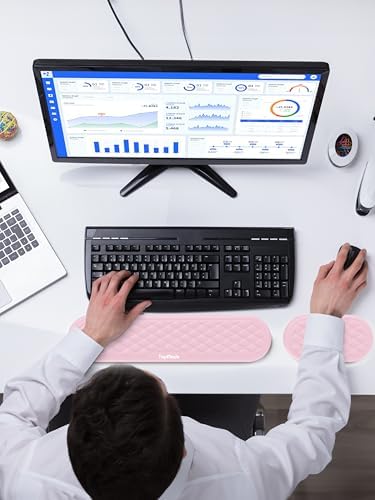 Ergonomic Wrist Rest, Full-Size Keyboard & Mouse Wrist Support Pad, Pink | Slow Rebound, Soft Memory Foam, Computer Keyboard & Mouse Palm Rest, Pain Relief, Comfort for Office, Gaming, Study, Typing - Image 5