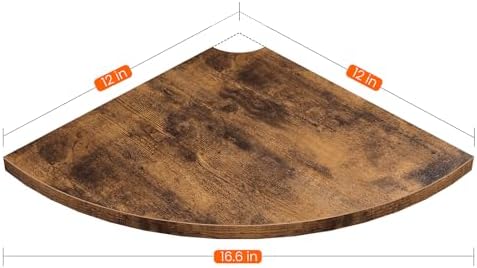 Homode Corner Wall Shelf, 12 Inch Wide Wooden Corner Floating Shelves with Cord Hole, Set of 4 Round Corner Hanging Storage Shelving for Bathroom Living Room Small Spaces, Rustic Brown - Image 3