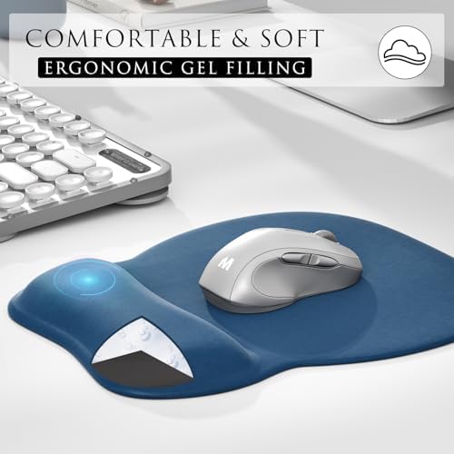 MROCO Ergonomic Mouse Pad with Gel Wrist Rest, 9.4 x 8.1 in, Navy Blue - Image 4