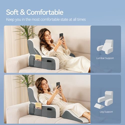 Kayfia Reading Pillow, Gel Memory Foam Back Rest Pillow, 19", White - Image 2