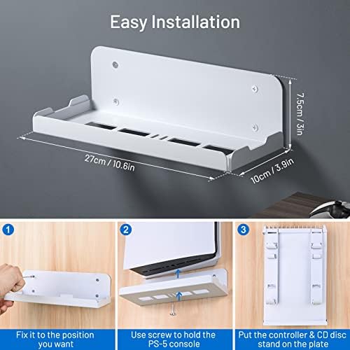 innoAura P5 Wall Mount Bracket for P5 2020 Model, 8-in-1 Adjustable Mount Kit Compatible with P5 Digital/Disc Edition Consoles, Controllers, Headset, P-SVR2 & 14 Game Slots - White - Image 6
