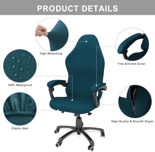 Gaming Chair Cover Game Chair Cover for Reclining Rotating Chair,Dark Green | Waterproof, Cat Scratch Proof, Stretch with Amrest, Breathable, Anti-Scratch, Pet-Resistant, For Big Tall High Back Chairs - Image 5