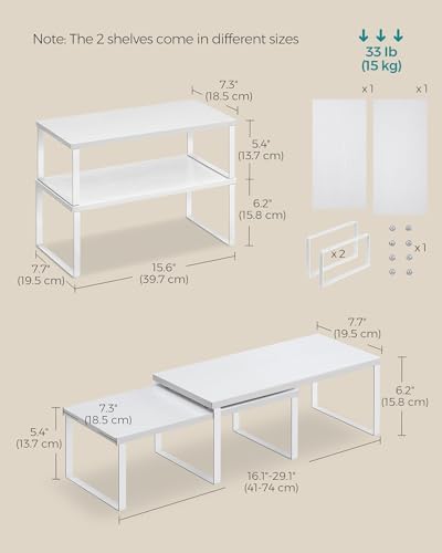 SONGMICS Cabinet Organizer Shelf, Set of 2 Spice Rack, Kitchen Storage - Image 6