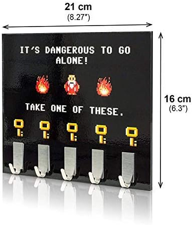 getDigital Dangerous to Go Alone Key Rack - Geeky Home and Office Decor Wall-Mounted Key Holder with 5 Metal Hooks - 21 x 16 cm - Image 6