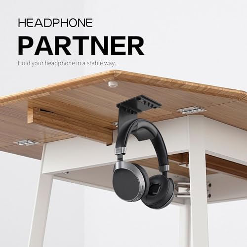YAODHAOD Headset Hanger Holder Wall Mount, Sticky Headset Stand Holder Clip Under Desk for All Headphone/Controller (Black,Removable Hanging Style) - Image 3
