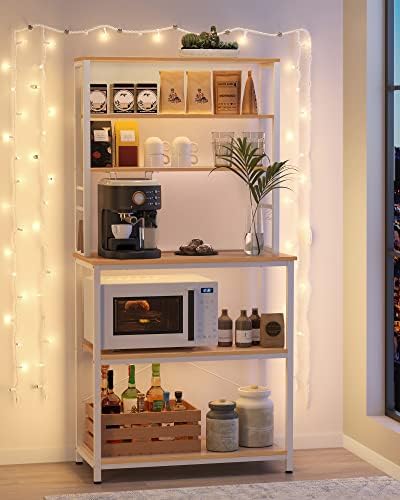 VASAGLE Coffee Bar, 31.5 Inchs 6-Tier Baker's Rack with 6 Hooks - Image 4
