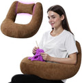 Crochet Pillow for Lap Support - Reading Pillow for Laptop with Extra Back Pillow for Support, Multi-Purpose Reading Pillow for Gaming/Working/Crocheting, Soft Coffee by Pyurifai