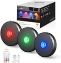RGB Puck Lights with Remote Control, 2000mAh Rechargeable Stick on Led Lights, 9 Colors & 2 Dynamic, Tap Light with Timing,Under Cabinet Lighting for Closet,Kitchen,Cabinet,Shelf,Grey, 3 Pack by MEKKLEON