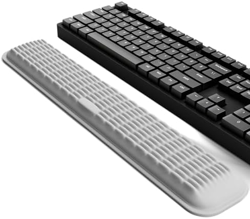 MEKASS Keyboard Wrist Rest - Soft Memory Foam Wrist Support for Long Hours of Work, Gaming, Studying (Light Gray) by Mekass