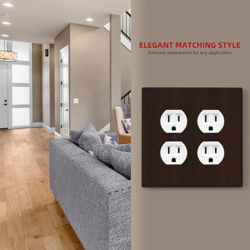 Decorative Switch Plate Covers Rustic Vintage Dark Brown Wood Grain 2-Gang Duplex Light Switch Covers Gfci Wall Plate Electrical Receptacle Switchplate Plug Faceplate for Farmhouse Decor - Image 7