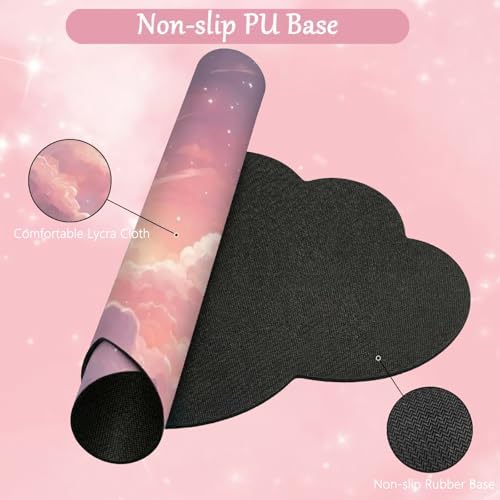 Cloud Mouse Pad Keyboard Wrist Rest for Mouse 4PCS Extended Large Galaxy Space Desk Mat Pad Set Memory Foam Non-Slip Cute Ergonomic Game Mouse Wrist Support for Computer Home Office Pink Starry Sky - Image 5