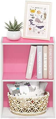 Furinno LUDER 2-Tier Book Shelf, Open Shelves Bookshelf, Pink/White - Image 4