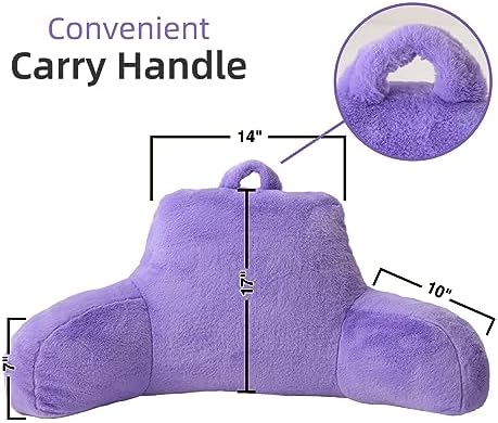 A Nice Night Lightpurple Reading Pillow, 17" Bed Wedge Pillows with Arms - Image 2