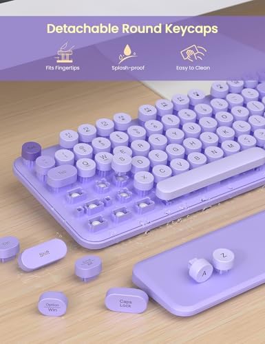 Wireless Keyboard and Mouse Combo, Cute Typewriter, Magnetic Wrist Rest - Image 6