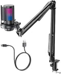 COCONISE Gaming Microphone, USB PC Mic for Podcasts Videos, Streaming, Condenser Mic with Quick Mute, Tripod Stand, Pop Filter, RGB Indicator, Shock Mount, Rotate gain button, Compatible with PS4/5/PC by SoundNeverFeltSoGood