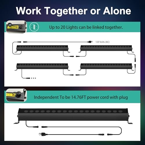 Linkable Smart RGBCW Wall Washer Light Bar 90W – 2700K-6500K Tunable White LED Bar with App & RF Remote, 16 Million Color Changing Wash Lights, IP65 Stage Light for Wall Wash Lighting - Image 2