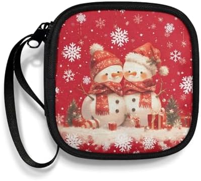 Christmas Cute Snowman Portable Wireless Headphone Case, Earphone Storage Bag Carrying Case, Earbud Holder with Handle Headphone Bag Travel by Unknown