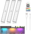 Under Cabinet Lighting Wireless,58 LED Motion Sensor Light Indoor Night Lights with Remote,Rechargeable RGB Under Cabinet Lights Bar,Dimmable Under Counter Lighting for Kitchen,Shelf(3Pack) by Unknown