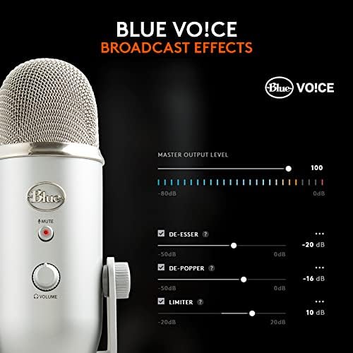 Logitech Creators Blue Yeti USB Microphone for PC, Mac, Gaming, Recording, Streaming, Podcasting, Studio and Computer Condenser Mic with Blue VO!CE Effects, 4 Pickup Patterns, Plug and Play - Silver - Image 6