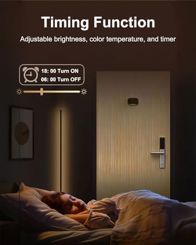 Keepsmile Smart RGB LED Corner Floor Lamp,Bright Tall Standing Lamps with APP and Remote,Modern Floor Lamp with Music Sync and 16 Million Colors, Ambient Lighting for Living Room Matte Black 2 Pack - Image 6