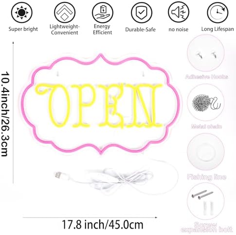 Open Neon Sign Dimmable LED Open Sign Light Shop Cafe Boutique Wall Decor - Image 2