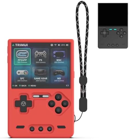 Silicone Case for Trimui Brick Retro Handheld Game Console, Soft Skin Cover for Trimui Brick Accessories, Anti-Scratch Washable TrimuiBrick with Lanyard (Red) by FIOPAZ