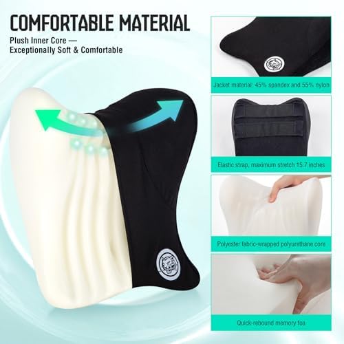 Car Neck Pillow for Driving Seat, Soft Memory Foam Headrest Pillow with Adjustable Strap and Removable Cover, Ergonomic Neck Support for Car, Office Chair, Gaming Chair – Black - Image 3