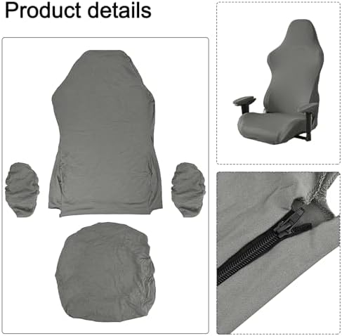 Stretch Gaming Chair Cover, Soft and Comfortable, Dust Protection, Modern Design, for Office Computer Racing Seat(Gray) - Image 2