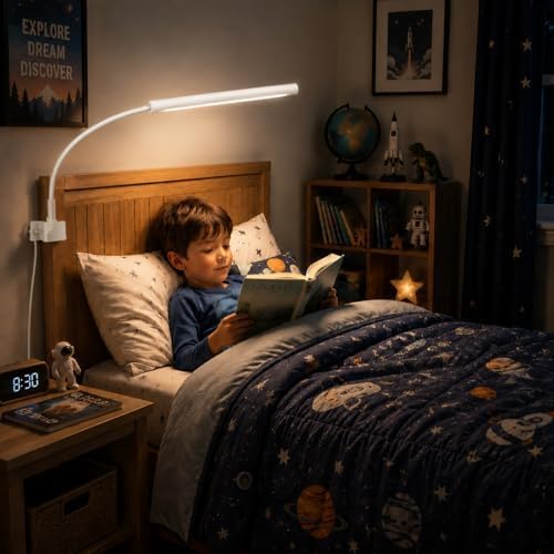 LED Desk Lamp with Clamp, 5 Color Modes & 10 Brightness Levels, Eye-Caring Desk Light, Flexible Gooseneck, Memory Function, Adapter Included for Home Office, Reading & Study - Image 6