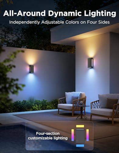 Govee Outdoor UpDown Wall Light, 1 Pack, 1200LM RGBICWW Smart Porch Lights - Image 2