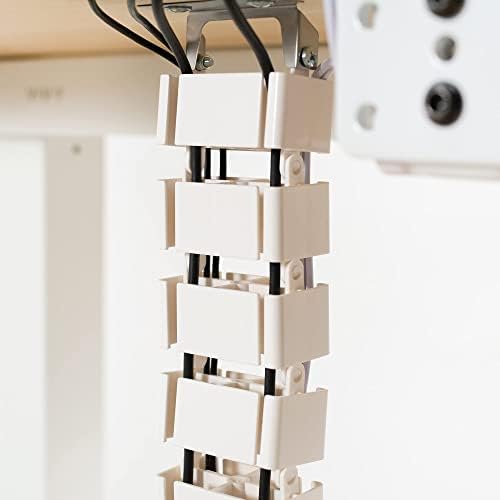 VIVO Under Desk Vertebrae Cable Management Kit, Adjustable Quad Entry Flexible Cord Organizer for Home Office, White, DESK-AC01C-W - Image 4